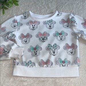 Disney Minnie Mouse Sweatshirt White Pink Green Bows 2T
